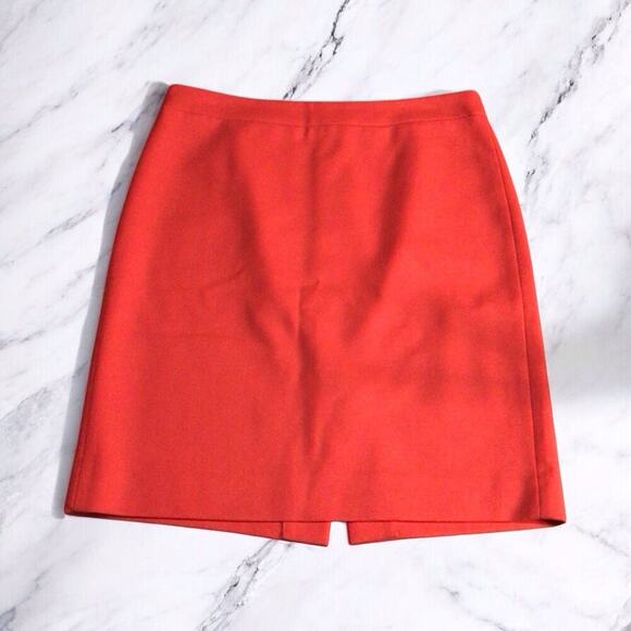 J. Crew Orange Wool Lined The Pencil Skirt - Size 8 - Picture 1 of 6